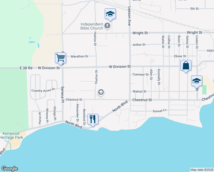 map of restaurants, bars, coffee shops, grocery stores, and more near in Cadillac