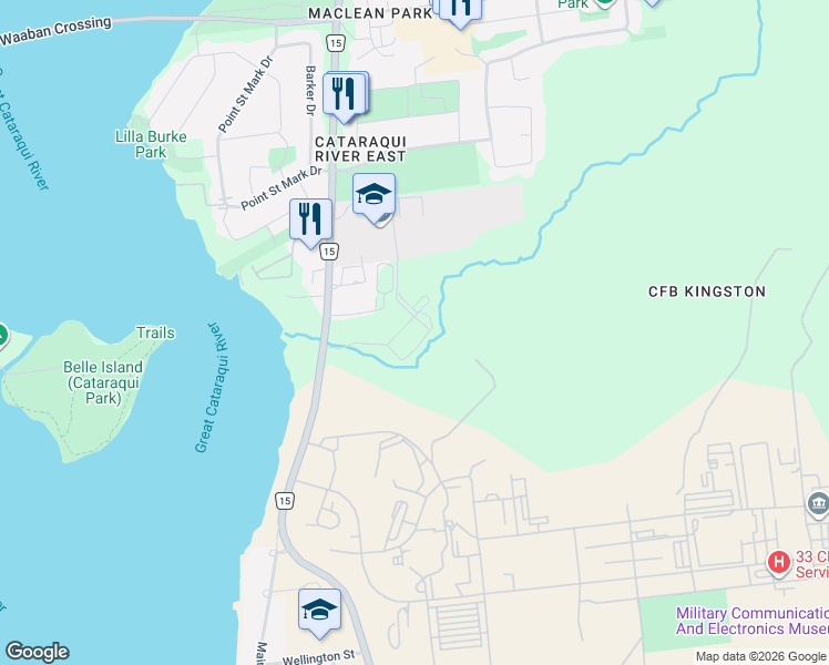 map of restaurants, bars, coffee shops, grocery stores, and more near 144 Barrett Court in Kingston
