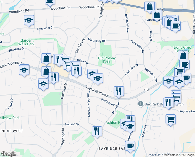 map of restaurants, bars, coffee shops, grocery stores, and more near 779 Grouse Crescent in Kingston