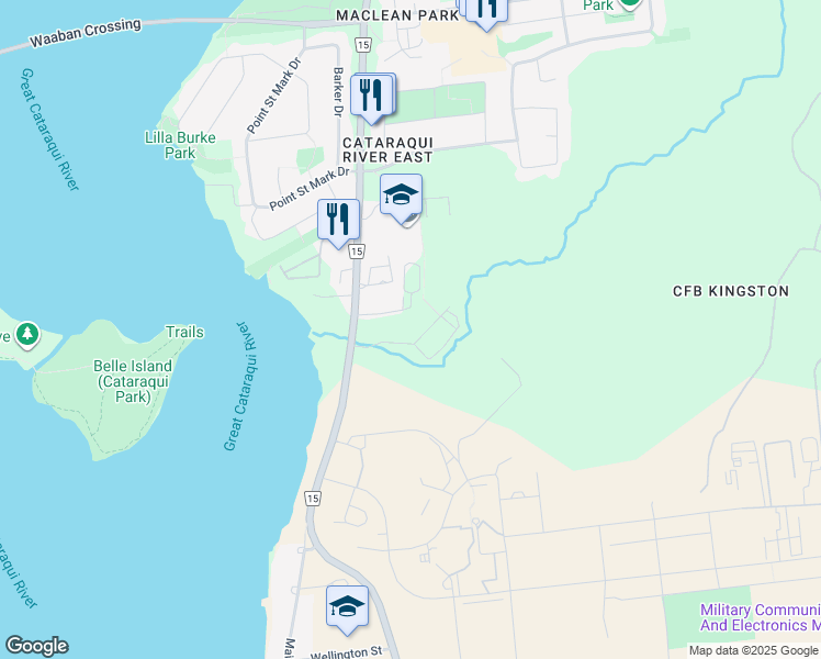map of restaurants, bars, coffee shops, grocery stores, and more near 51 Barrett Court in Kingston