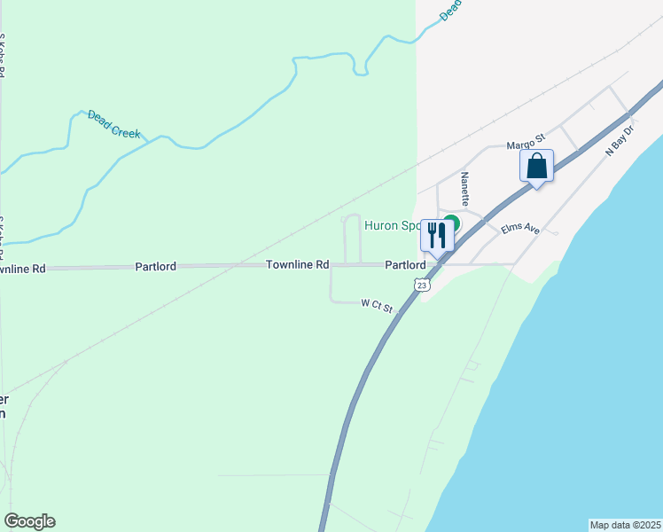 map of restaurants, bars, coffee shops, grocery stores, and more near 698 West Court Street in Tawas City