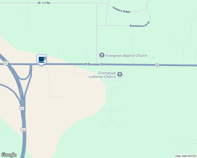 map of restaurants, bars, coffee shops, grocery stores, and more near 6000 Pointe East Drive in Cadillac