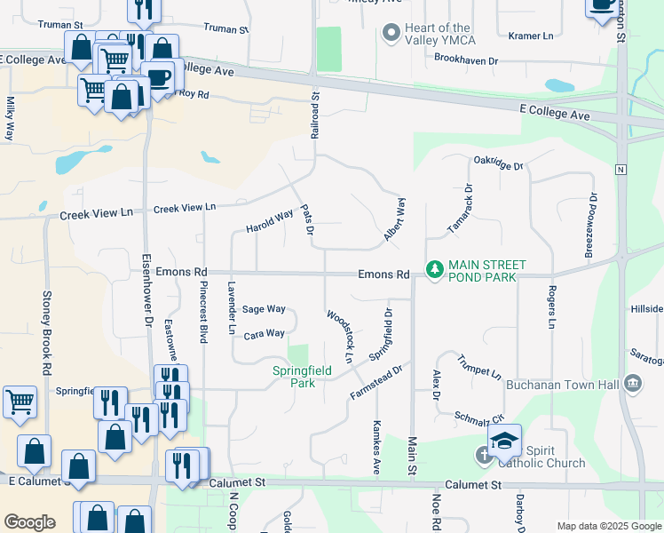 map of restaurants, bars, coffee shops, grocery stores, and more near 339 Albert Way in Appleton