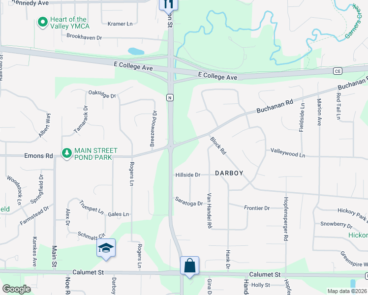 map of restaurants, bars, coffee shops, grocery stores, and more near W2683 Buchanan Road in Appleton
