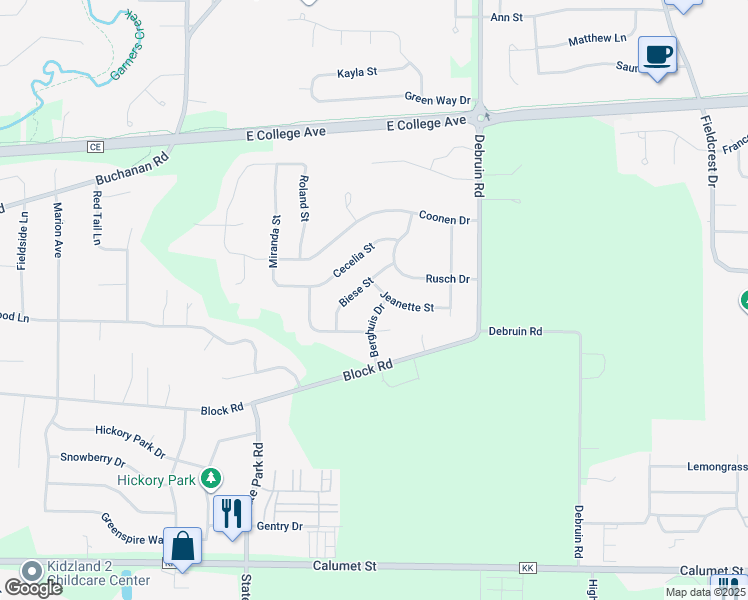 map of restaurants, bars, coffee shops, grocery stores, and more near 540 Berghuis Drive in Combined Locks