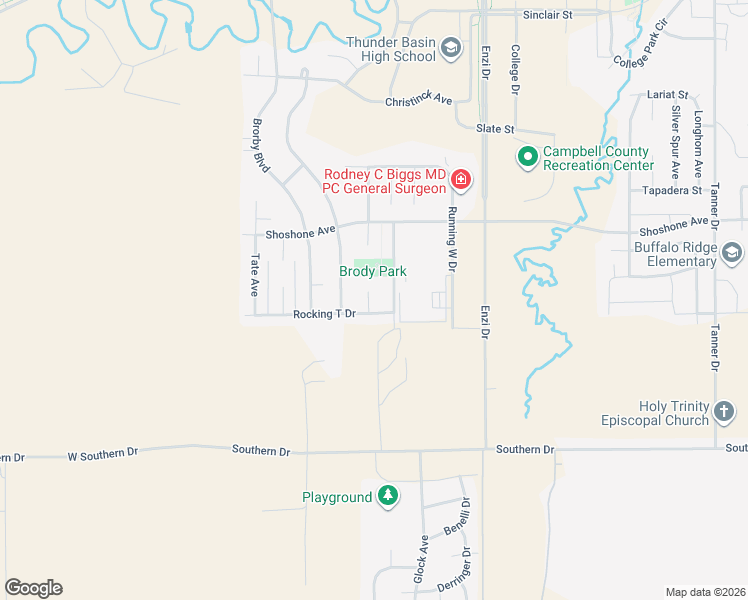 map of restaurants, bars, coffee shops, grocery stores, and more near 4603 Triple T Court in Gillette