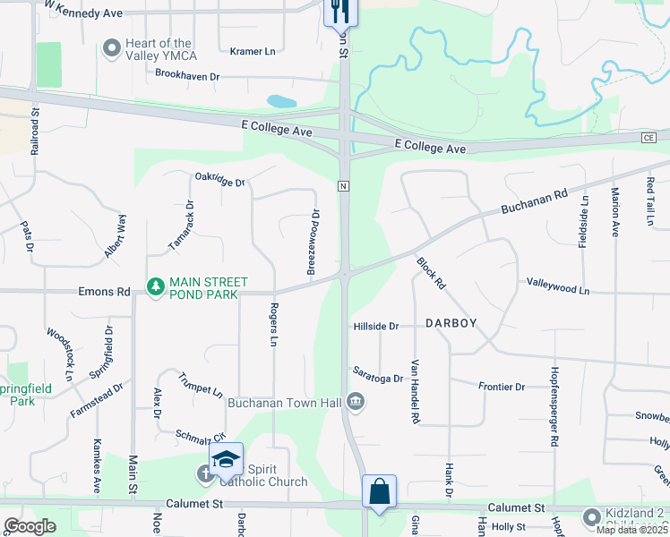 map of restaurants, bars, coffee shops, grocery stores, and more near N321 County Road N in Appleton
