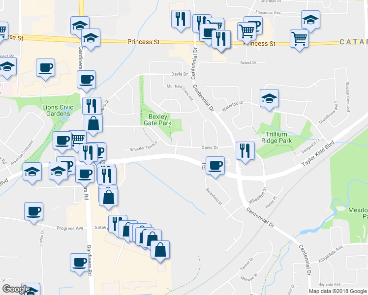 map of restaurants, bars, coffee shops, grocery stores, and more near 483 Davis Drive in Kingston