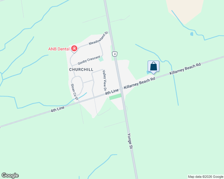 map of restaurants, bars, coffee shops, grocery stores, and more near 2238 4th Line in Innisfil