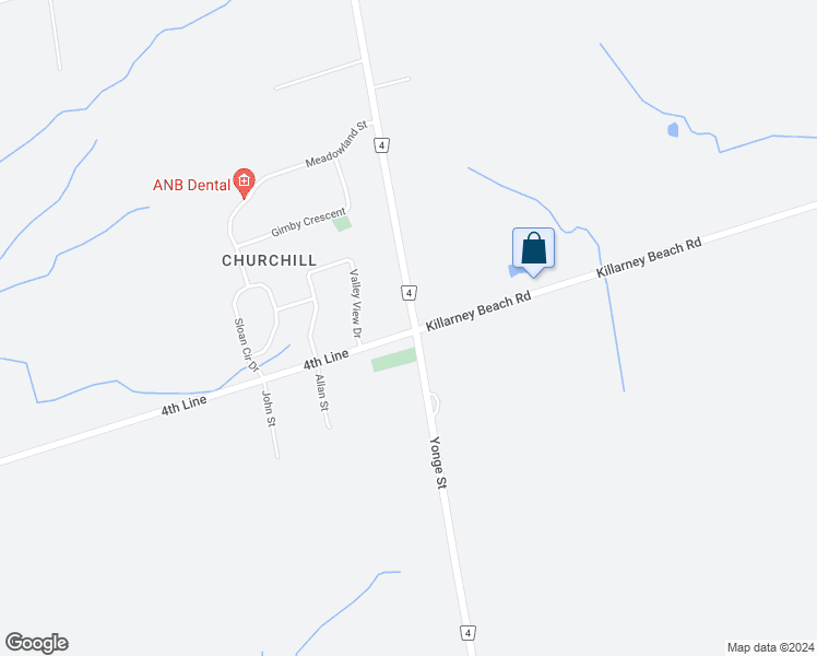 map of restaurants, bars, coffee shops, grocery stores, and more near 6272 Yonge Street in Innisfil