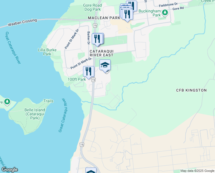 map of restaurants, bars, coffee shops, grocery stores, and more near 725 Kingston 15 in Kingston