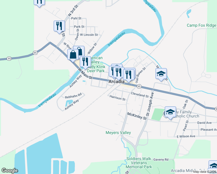 map of restaurants, bars, coffee shops, grocery stores, and more near 106 Cleveland Street in Arcadia
