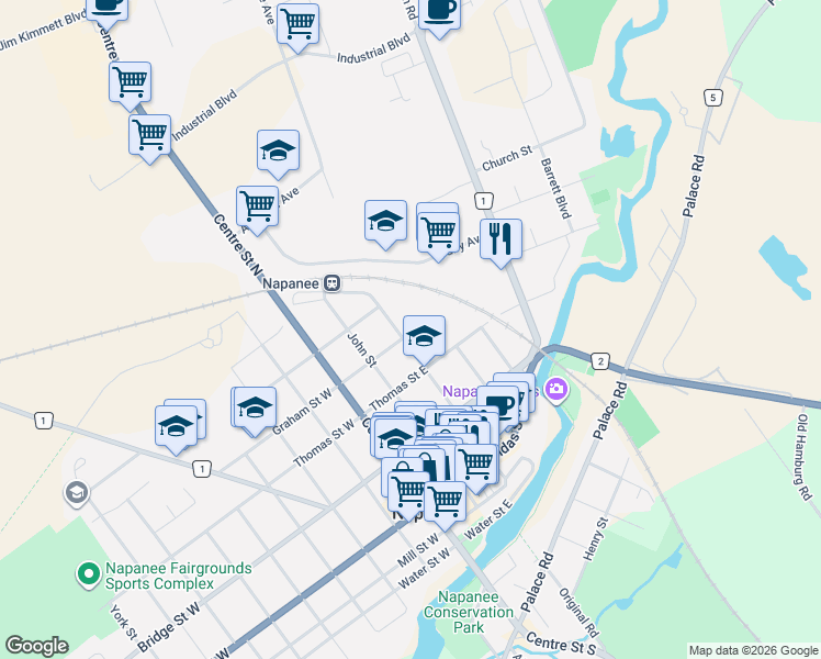 map of restaurants, bars, coffee shops, grocery stores, and more near in Napanee