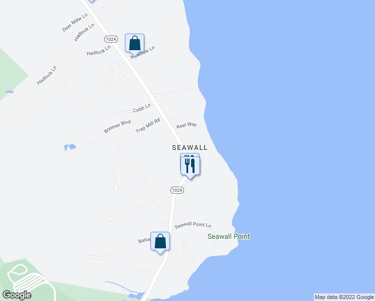 map of restaurants, bars, coffee shops, grocery stores, and more near 435 Seawall Road in Southwest Harbor