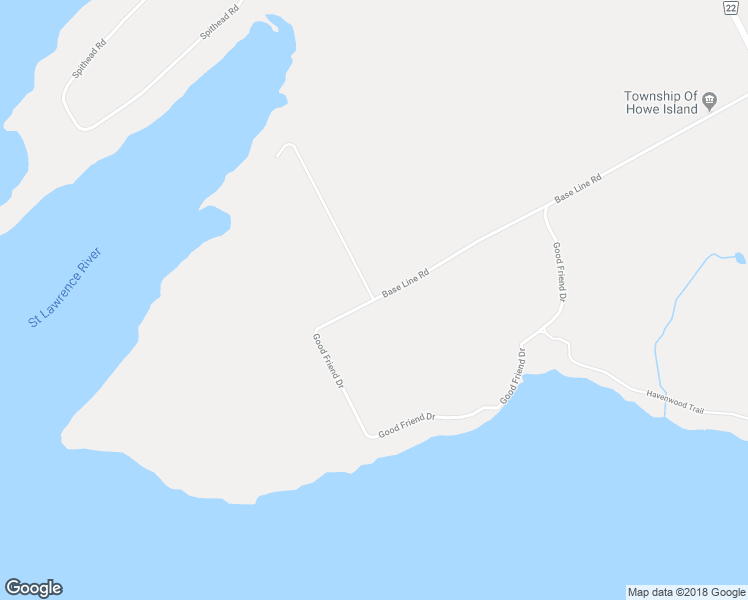 map of restaurants, bars, coffee shops, grocery stores, and more near Good Friend Drive in Gananoque