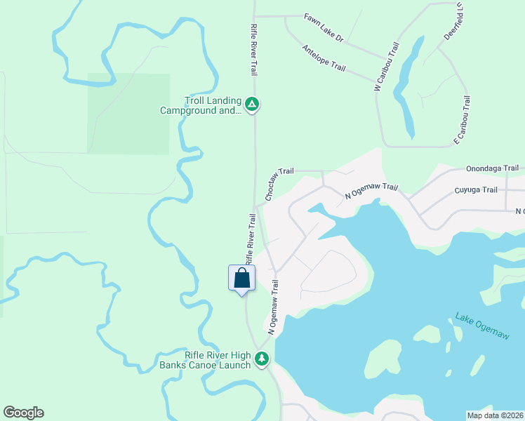 map of restaurants, bars, coffee shops, grocery stores, and more near 1501-1659 Choctaw Trail in West Branch