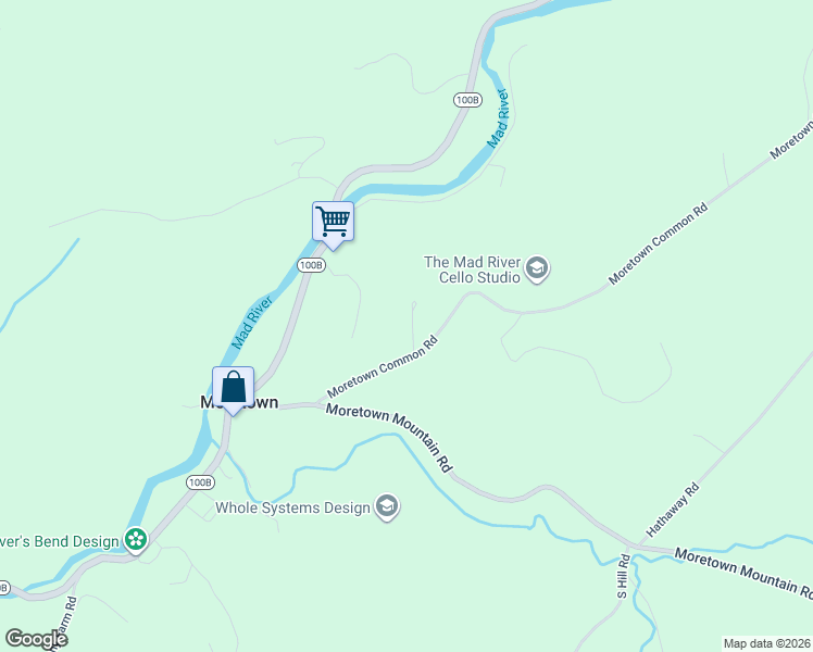 map of restaurants, bars, coffee shops, grocery stores, and more near 57 The Commons in Moretown