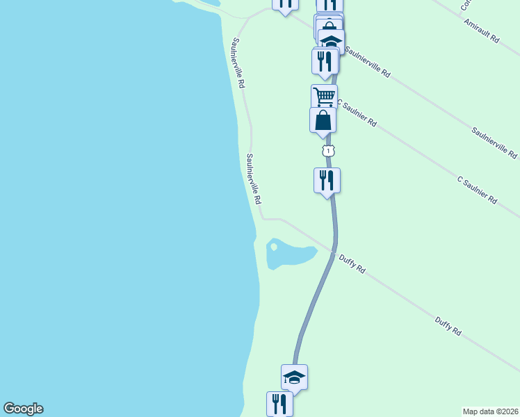 map of restaurants, bars, coffee shops, grocery stores, and more near 1 Saulnierville Road in Saulnierville