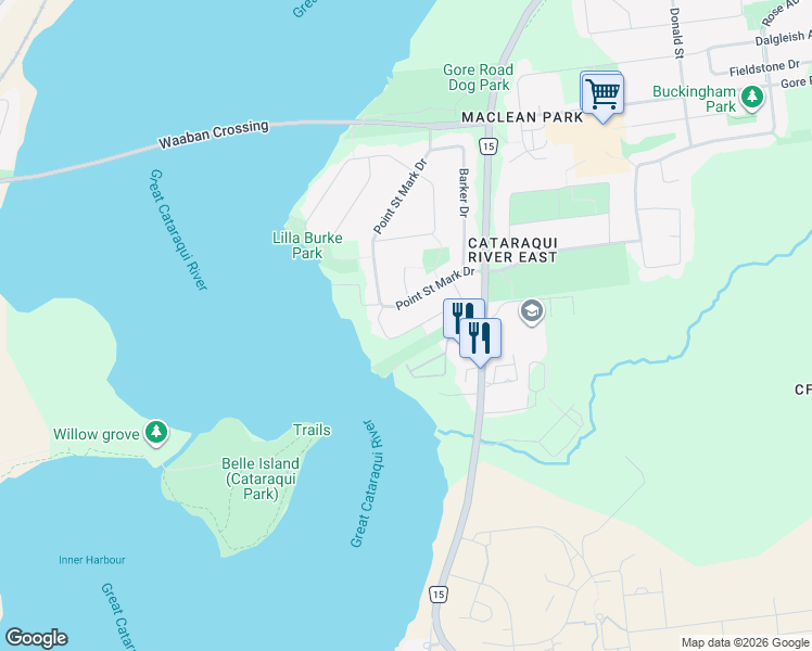 map of restaurants, bars, coffee shops, grocery stores, and more near 55 Limeridge Drive in Kingston