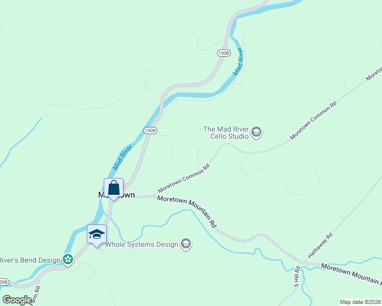 map of restaurants, bars, coffee shops, grocery stores, and more near 57 The Commons in Moretown