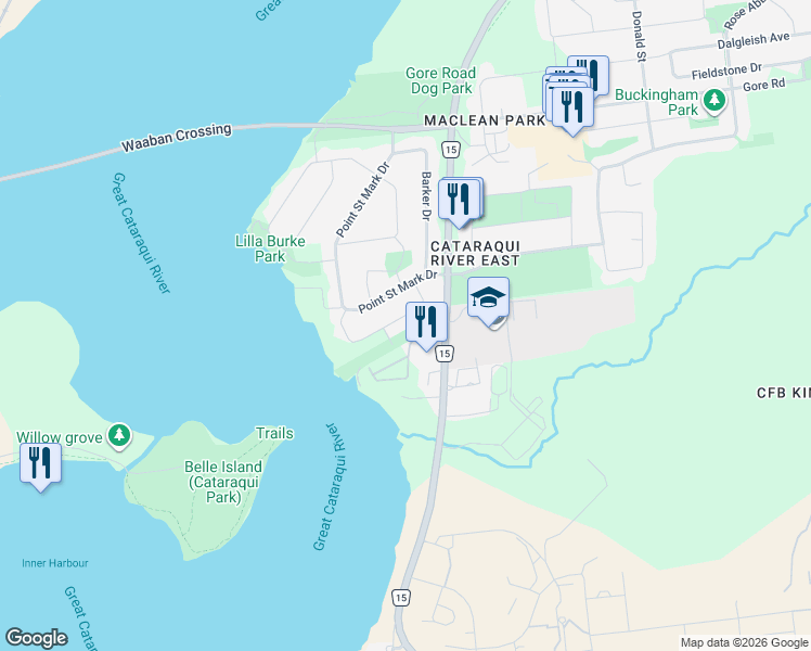 map of restaurants, bars, coffee shops, grocery stores, and more near 30 Limeridge Drive in Kingston