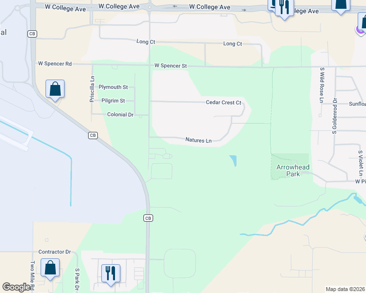 map of restaurants, bars, coffee shops, grocery stores, and more near 5675 Natures Lane in Appleton