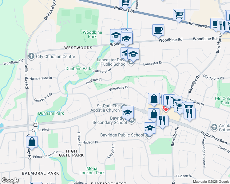 map of restaurants, bars, coffee shops, grocery stores, and more near 838 Crestwood Avenue in Kingston