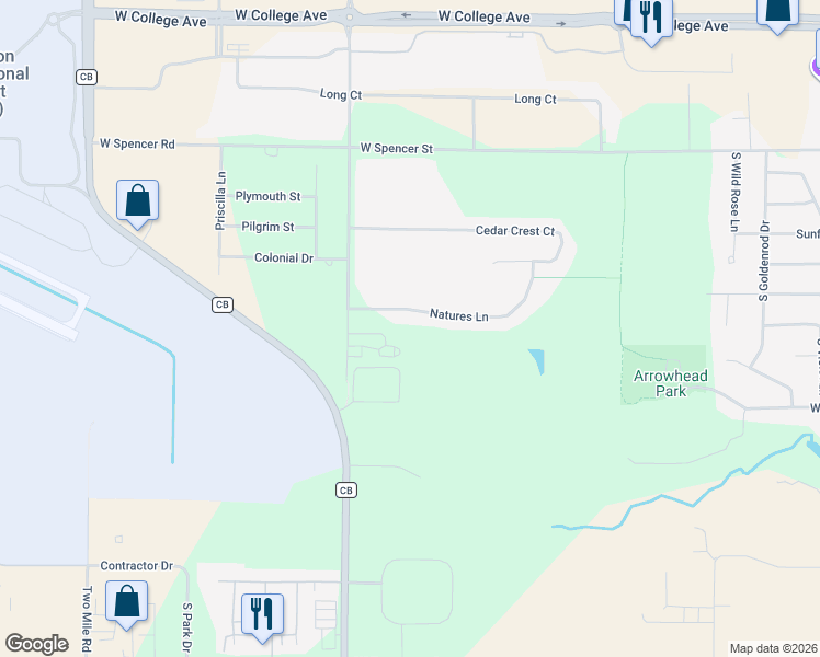 map of restaurants, bars, coffee shops, grocery stores, and more near 5675 Natures Lane in Appleton