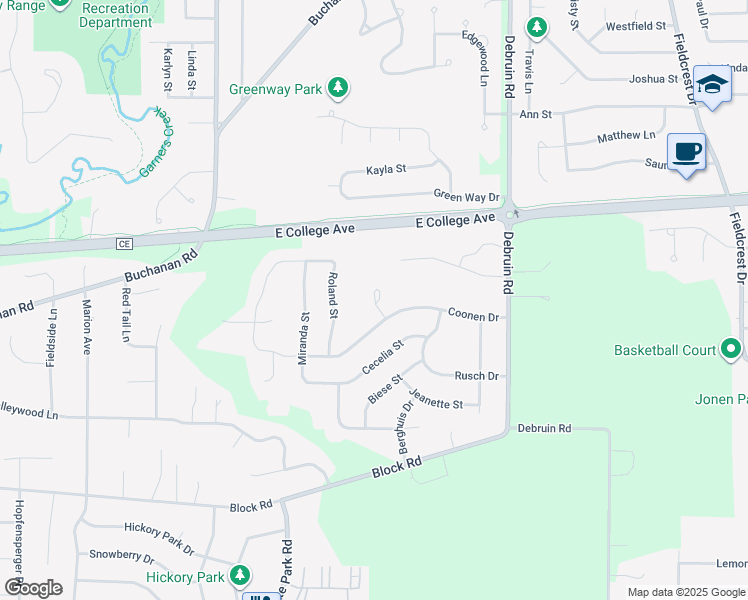 map of restaurants, bars, coffee shops, grocery stores, and more near 637 Carefree Court in Combined Locks