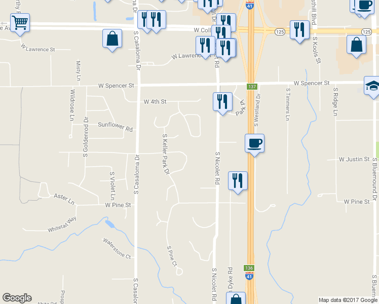 map of restaurants, bars, coffee shops, grocery stores, and more near 3556 Grand Meadows Drive in Appleton