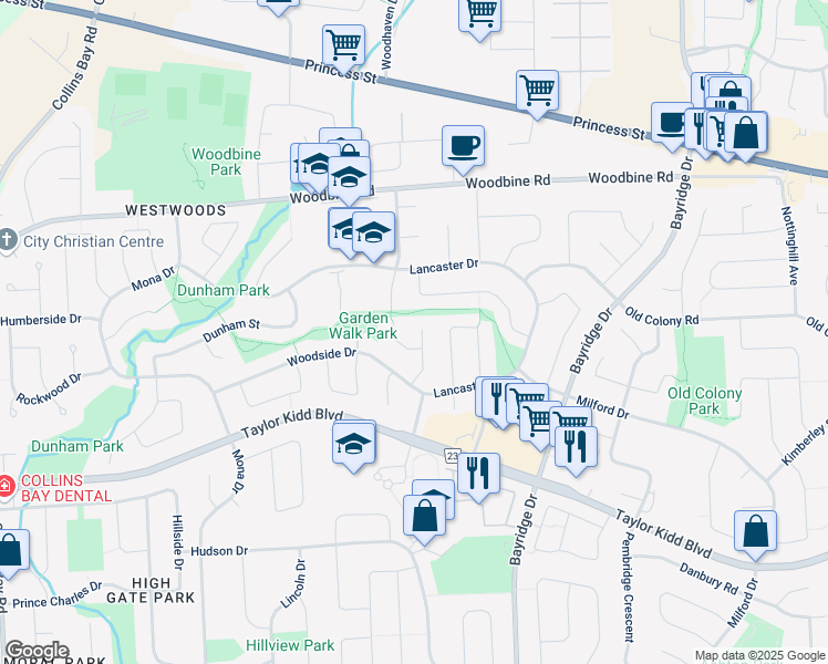 map of restaurants, bars, coffee shops, grocery stores, and more near 855 Keenan Drive in Kingston