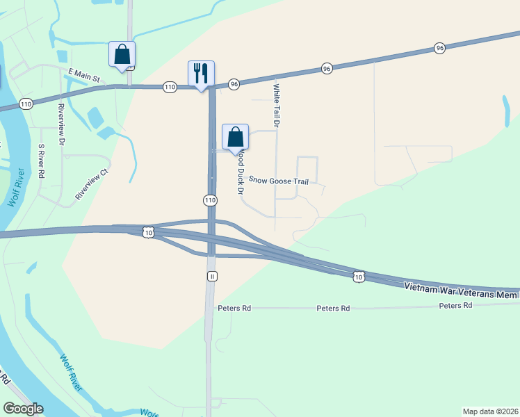 map of restaurants, bars, coffee shops, grocery stores, and more near E7593 Wood Duck Court in Fremont