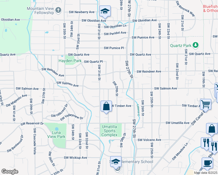 map of restaurants, bars, coffee shops, grocery stores, and more near 2952 Southwest Salmon Avenue in Redmond