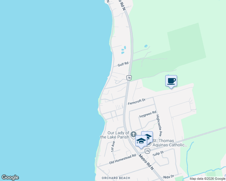 map of restaurants, bars, coffee shops, grocery stores, and more near 7 Centro Court in Georgina