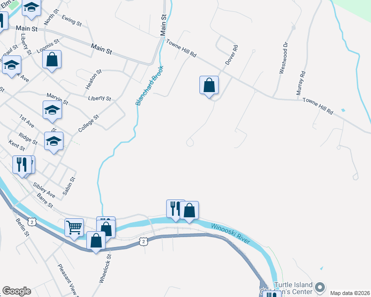 map of restaurants, bars, coffee shops, grocery stores, and more near 240 Spring Hollow Ln in Montpelier