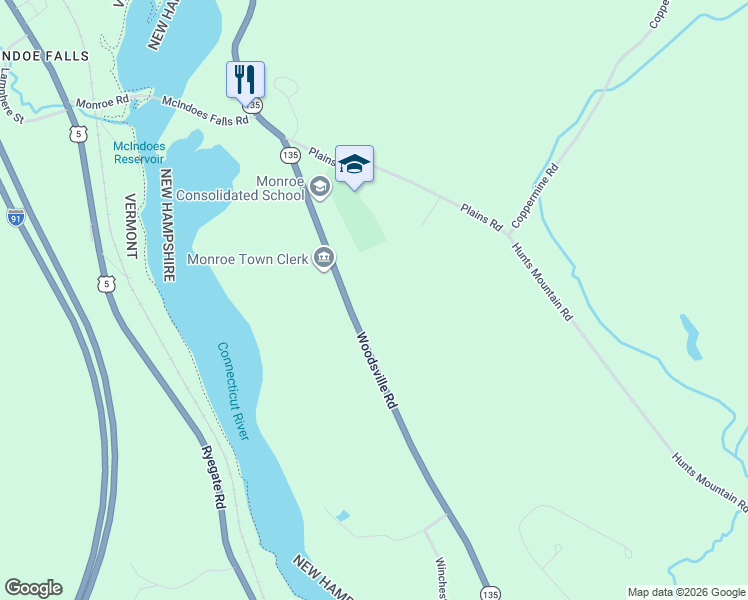 map of restaurants, bars, coffee shops, grocery stores, and more near 197 Woodsville Road in Monroe