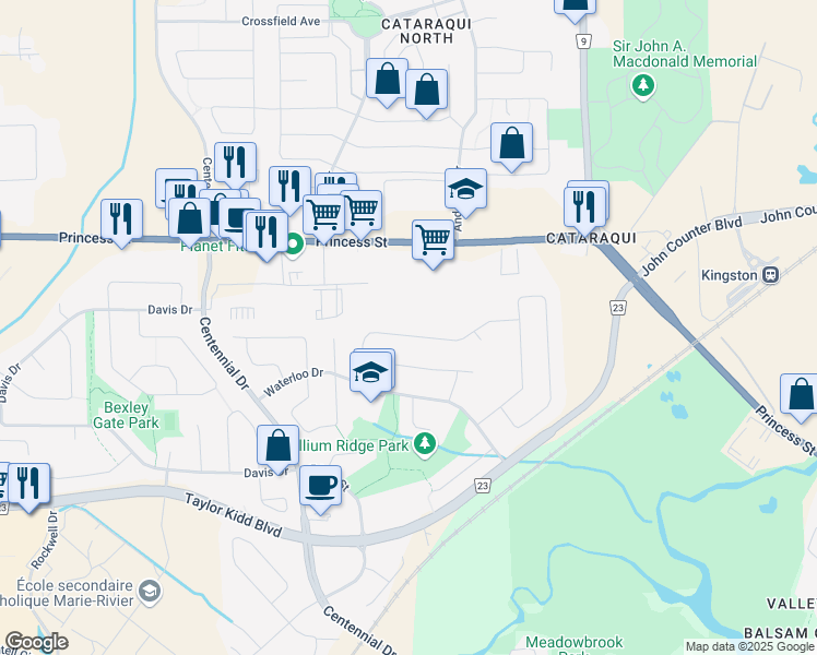 map of restaurants, bars, coffee shops, grocery stores, and more near 468 Grandtrunk Avenue in Kingston