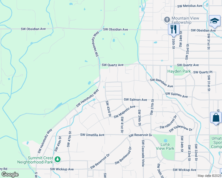 map of restaurants, bars, coffee shops, grocery stores, and more near 4167 Southwest Rhyolite Place in Redmond