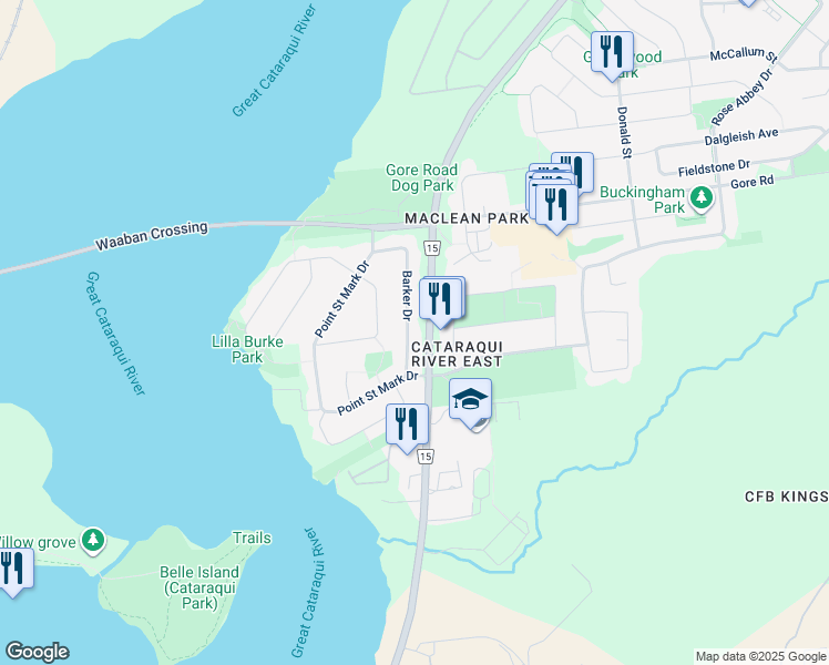 map of restaurants, bars, coffee shops, grocery stores, and more near in Kingston
