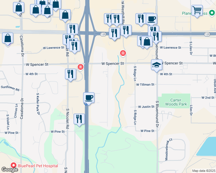 map of restaurants, bars, coffee shops, grocery stores, and more near 700 South Timmers Lane in Appleton
