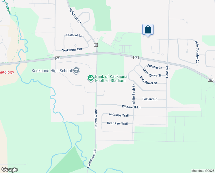 map of restaurants, bars, coffee shops, grocery stores, and more near 1871 Andrea Michelle Ct in Kaukauna