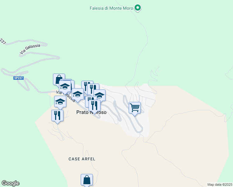 map of restaurants, bars, coffee shops, grocery stores, and more near 3 Via Orione in Prato Nevoso
