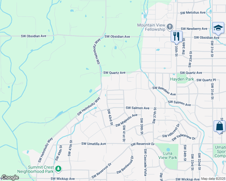 map of restaurants, bars, coffee shops, grocery stores, and more near 4167 Southwest Rhyolite Place in Redmond