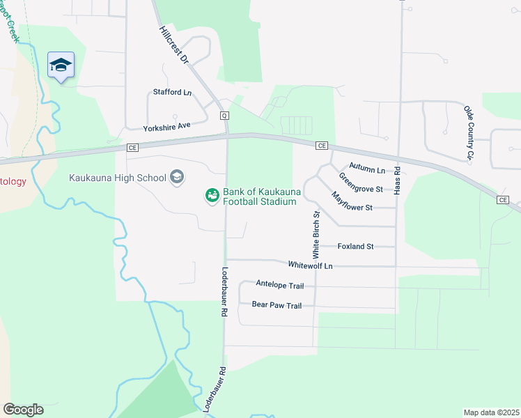 map of restaurants, bars, coffee shops, grocery stores, and more near 1871 Andrea Michelle Court in Kaukauna