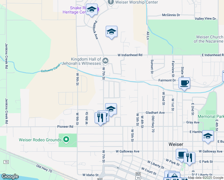 map of restaurants, bars, coffee shops, grocery stores, and more near 1500 West 7th Street in Weiser