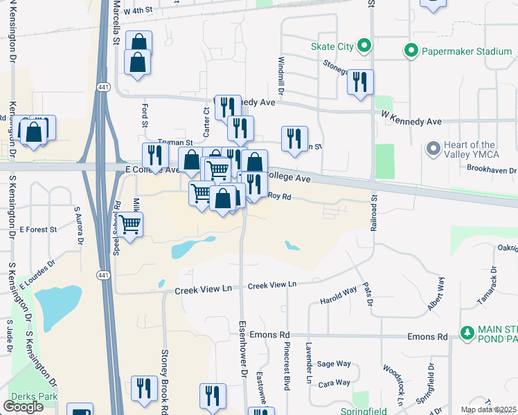 map of restaurants, bars, coffee shops, grocery stores, and more near 3120 Theater Way in Appleton