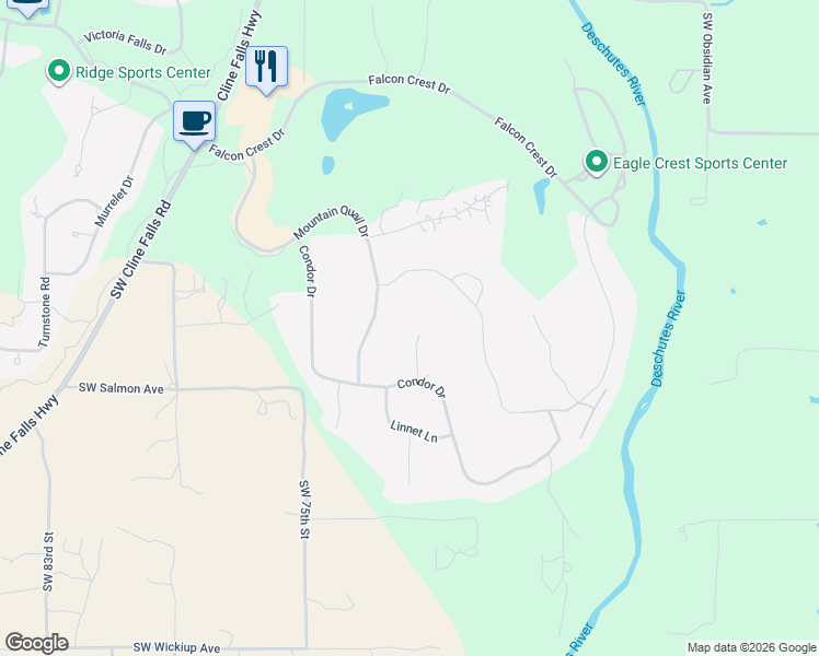 map of restaurants, bars, coffee shops, grocery stores, and more near 2067 Condor Court in Redmond