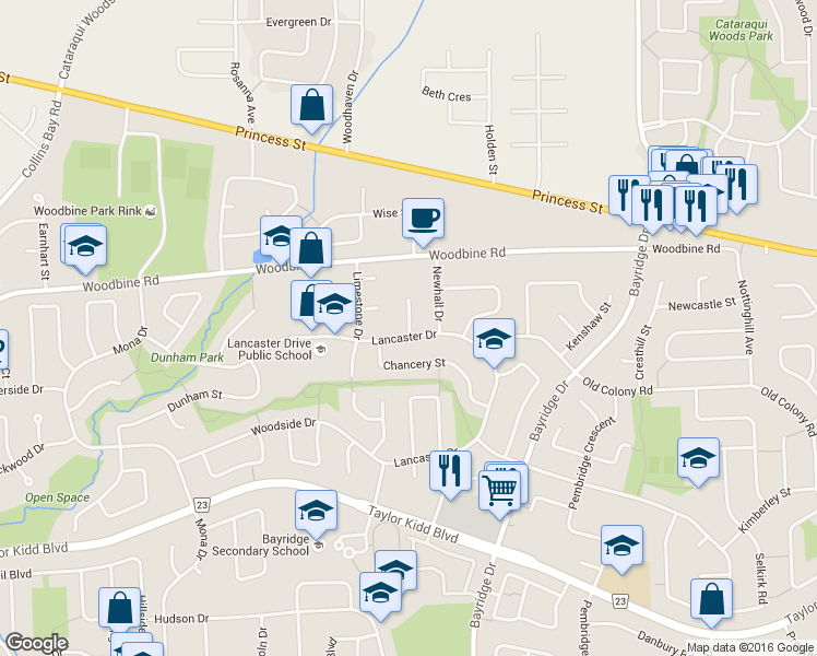map of restaurants, bars, coffee shops, grocery stores, and more near 915 Jasper Court in Kingston