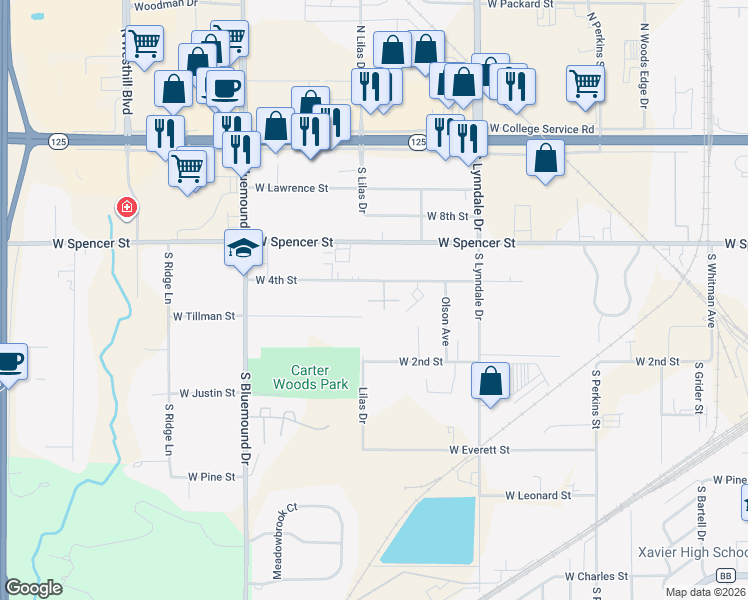 map of restaurants, bars, coffee shops, grocery stores, and more near 2895D West 4th Street in Appleton