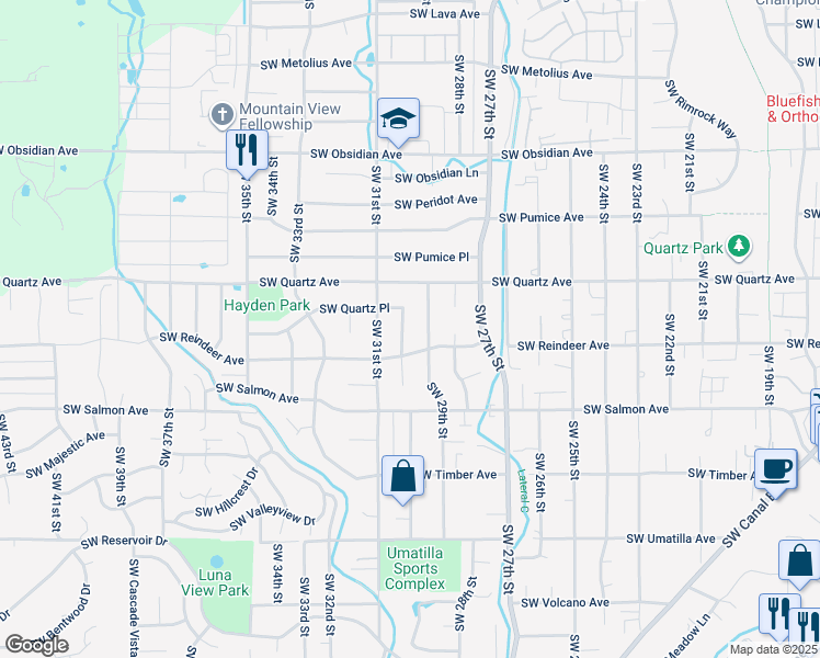 map of restaurants, bars, coffee shops, grocery stores, and more near 2014 Southwest 30th Street in Redmond